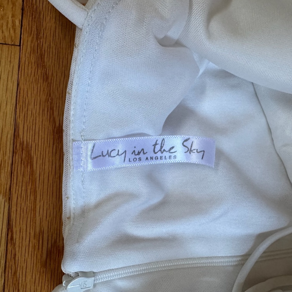 Lucy in the Sky white and gold polka dotted mini dress size xs/s - Picture 4 of 6